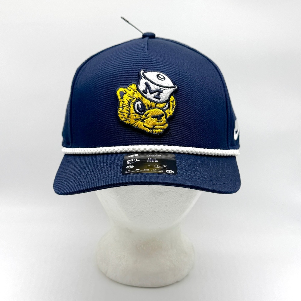 Nike University Michigan Wolverines Snapback Rope Hat Blue NWT UM M/L Rise Cap